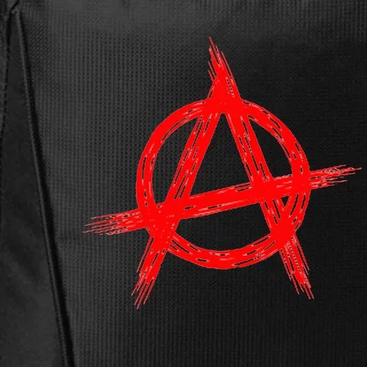 Red Anarchist Symbol Distressed Political Anarchy Rock Star City Backpack