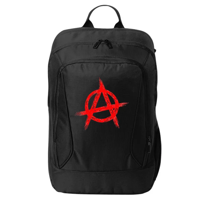 Red Anarchist Symbol Distressed Political Anarchy Rock Star City Backpack