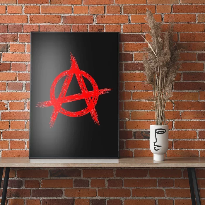 Red Anarchist Symbol Distressed Political Anarchy Rock Star Poster