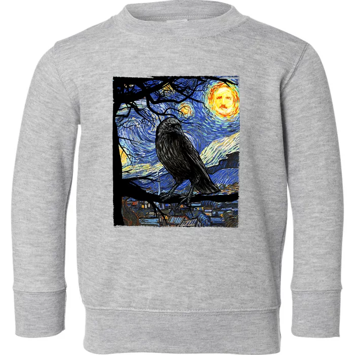 Raven Art Starry Night Edgar Allan Poe Raven Poe Toddler Sweatshirt