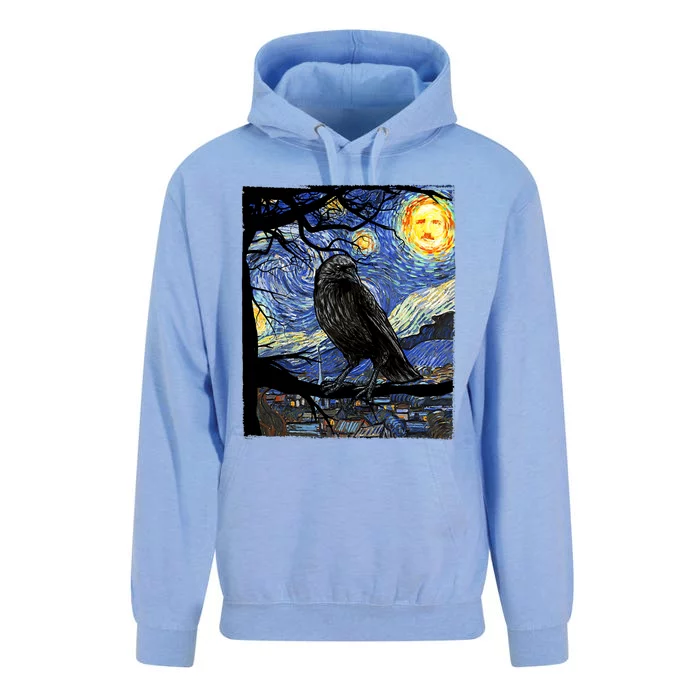 Raven Art Starry Night Edgar Allan Poe Raven Poe Unisex Surf Hoodie