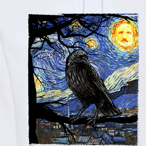 Raven Art Starry Night Edgar Allan Poe Raven Poe Premium Hoodie