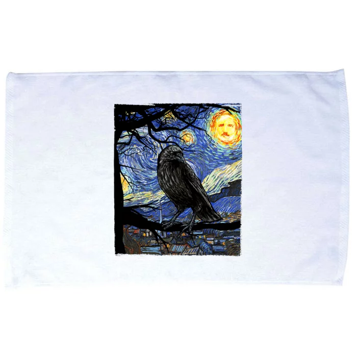 Raven Art Starry Night Edgar Allan Poe Raven Poe Microfiber Hand Towel