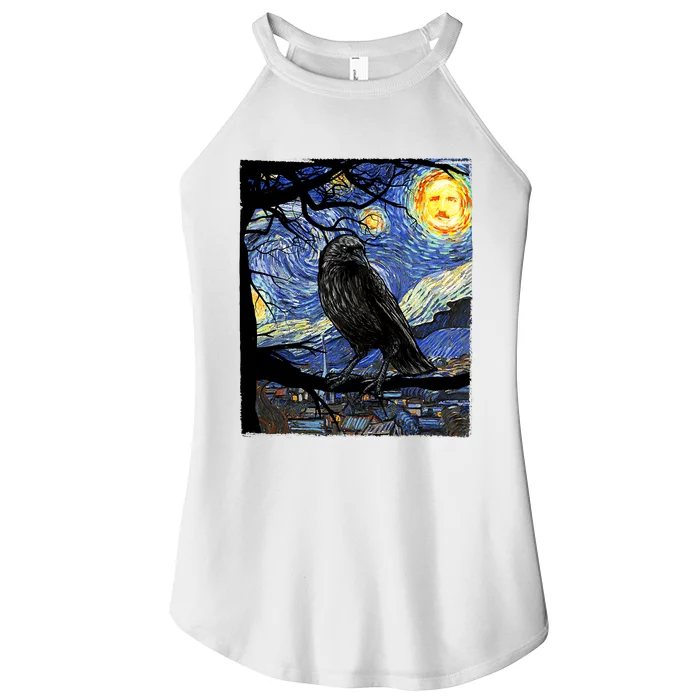 Raven Art Starry Night Edgar Allan Poe Raven Poe Women’s Perfect Tri Rocker Tank