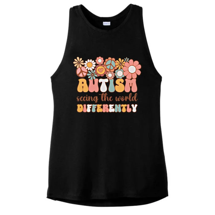 Retro Autism Seeing The World Differently Angle Awareness Meaningful Gift Ladies Tri-Blend Wicking Tank