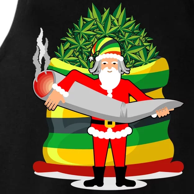 Rasta Claus Santa Funny Christmas Ladies Tri-Blend Wicking Tank