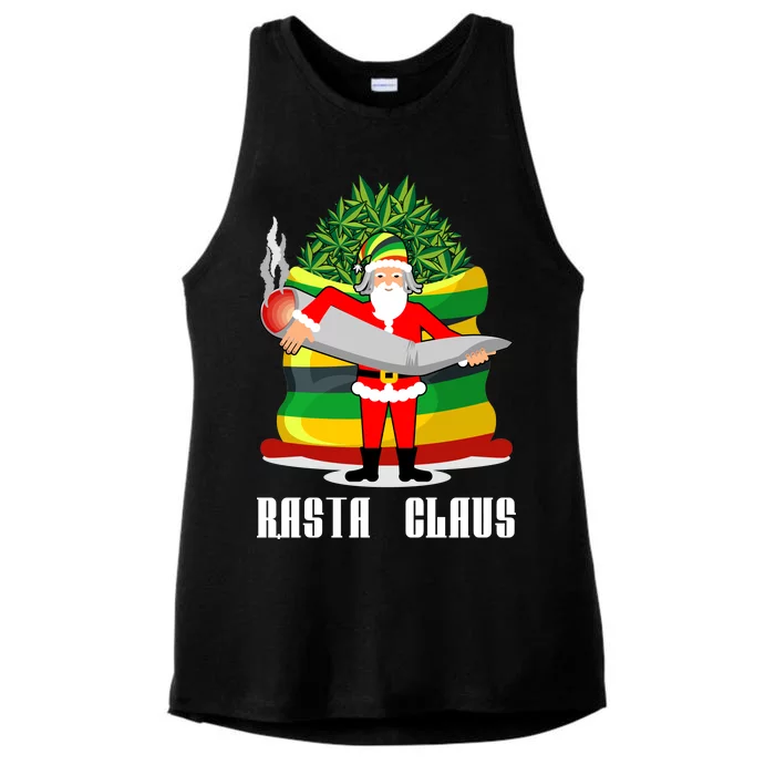 Rasta Claus Santa Funny Christmas Ladies Tri-Blend Wicking Tank