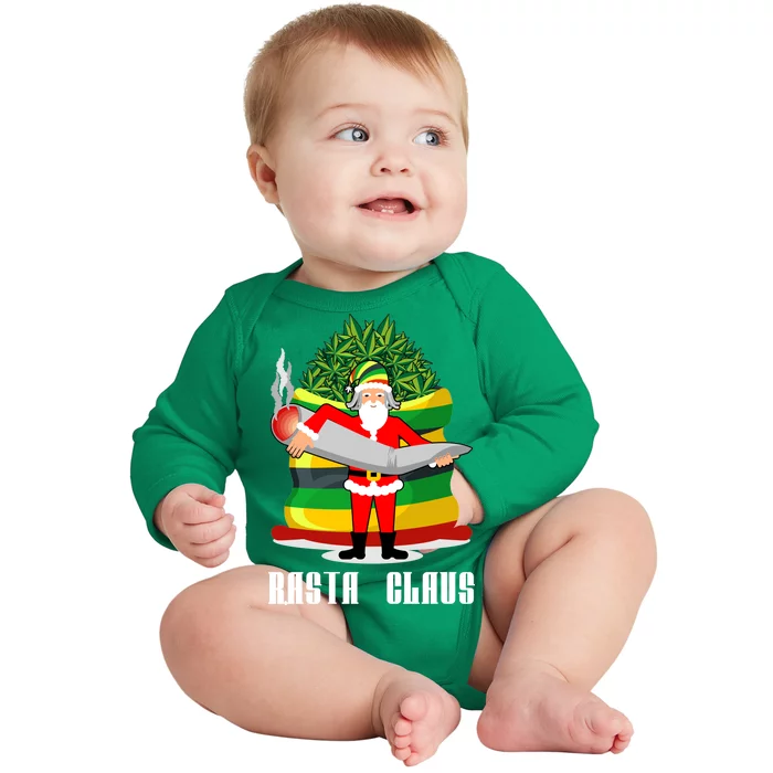 Rasta Claus Santa Funny Christmas Baby Long Sleeve Bodysuit