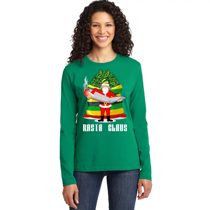 Rasta Claus Santa Funny Christmas Ladies Long Sleeve Shirt