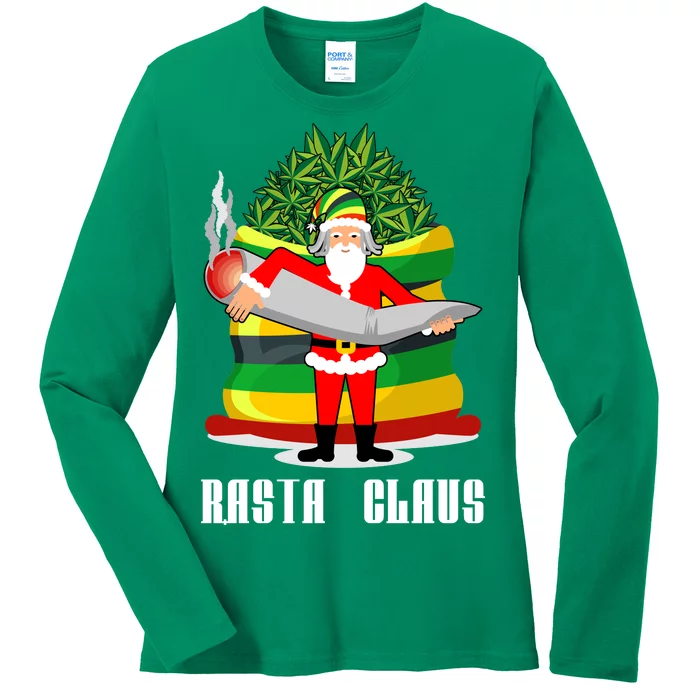 Rasta Claus Santa Funny Christmas Ladies Long Sleeve Shirt