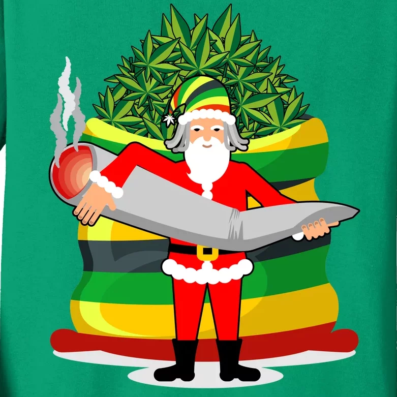 Rasta Claus Santa Funny Christmas Kids Long Sleeve Shirt