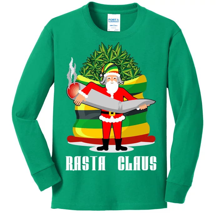 Rasta Claus Santa Funny Christmas Kids Long Sleeve Shirt