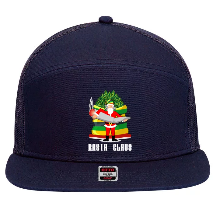 Rasta Claus Santa Funny Christmas 7 Panel Mesh Trucker Snapback Hat