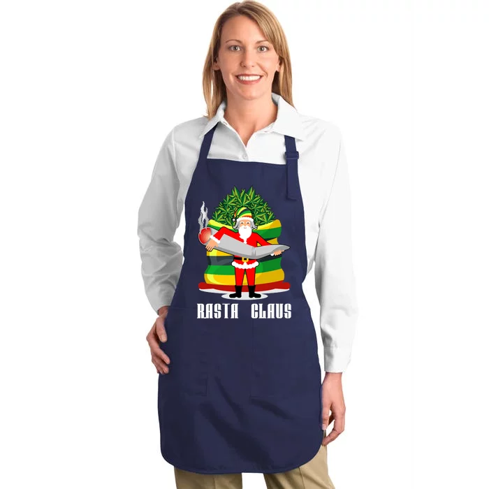 Rasta Claus Santa Funny Christmas Full-Length Apron With Pocket