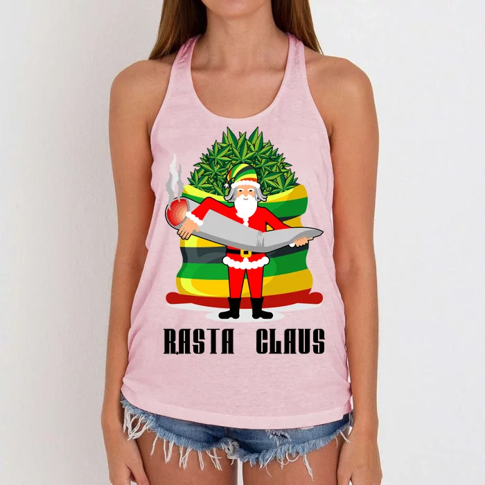 Rasta Claus Santa Funny Christmas Women's Knotted Racerback Tank