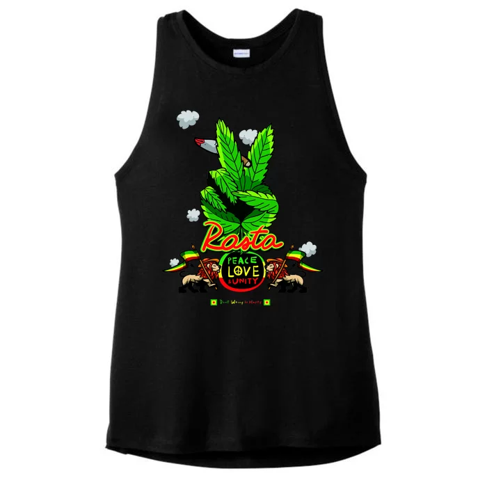 Rasta Jamaica Peace Love Unity Ladies Tri-Blend Wicking Tank