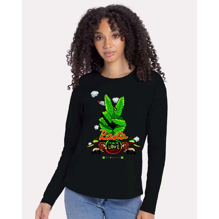 Rasta Jamaica Peace Love Unity Womens Cotton Relaxed Long Sleeve T-Shirt