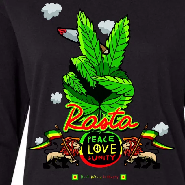 Rasta Jamaica Peace Love Unity Womens Cotton Relaxed Long Sleeve T-Shirt