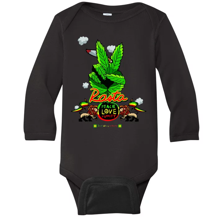 Rasta Jamaica Peace Love Unity Baby Long Sleeve Bodysuit