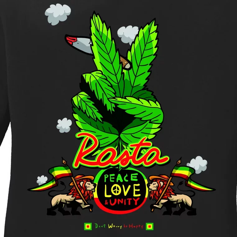 Rasta Jamaica Peace Love Unity Ladies Long Sleeve Shirt