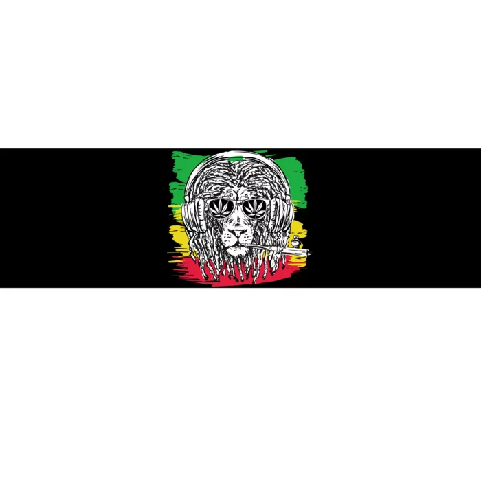 Rasta Lion With Glasses Smoking A Joint Bumper Sticker