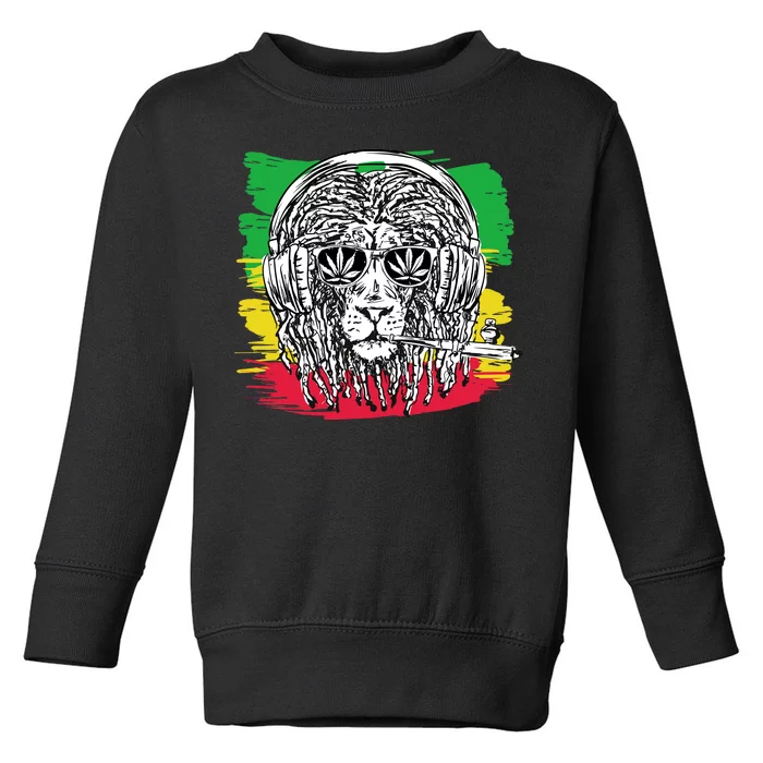 Rasta Lion With Glasses Smoking A Joint Toddler Sweatshirt