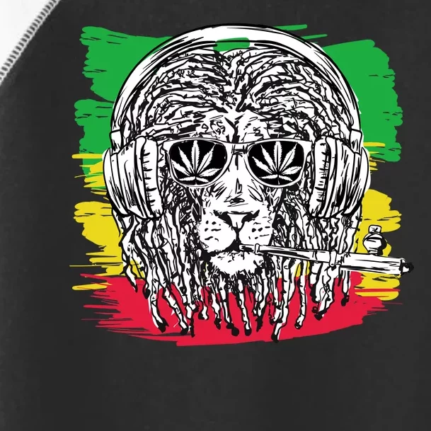 Rasta Lion With Glasses Smoking A Joint Toddler Fine Jersey T-Shirt