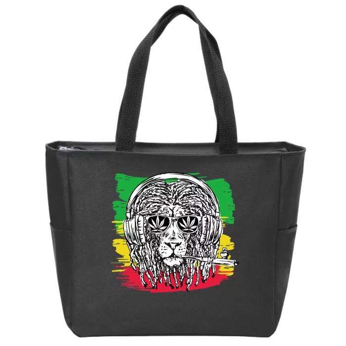 Rasta Lion With Glasses Smoking A Joint Zip Tote Bag