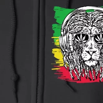 Rasta Lion With Glasses Smoking A Joint Full Zip Hoodie