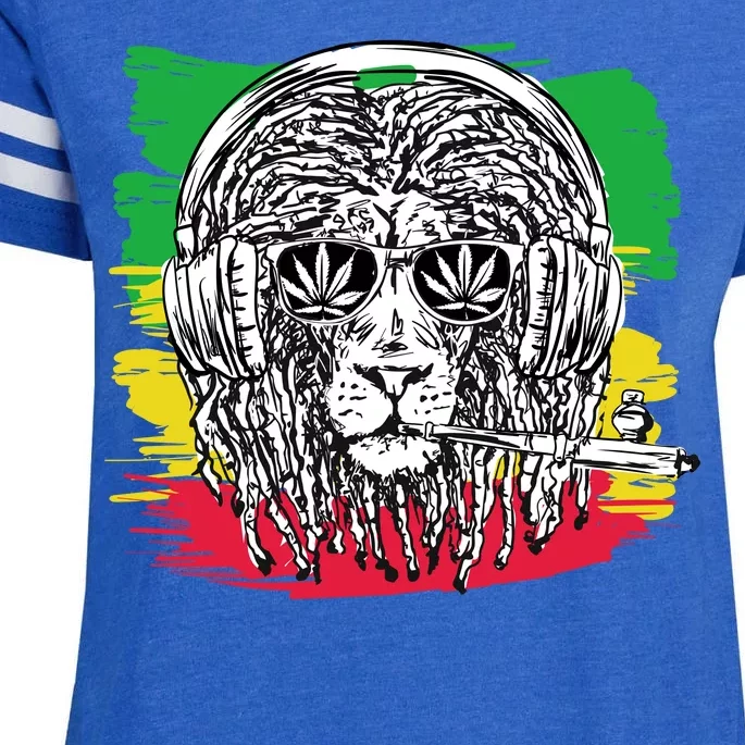 Rasta Lion With Glasses Smoking A Joint Enza Ladies Jersey Football T-Shirt