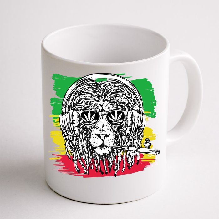 Rasta Lion With Glasses Smoking A Joint Front & Back Coffee Mug