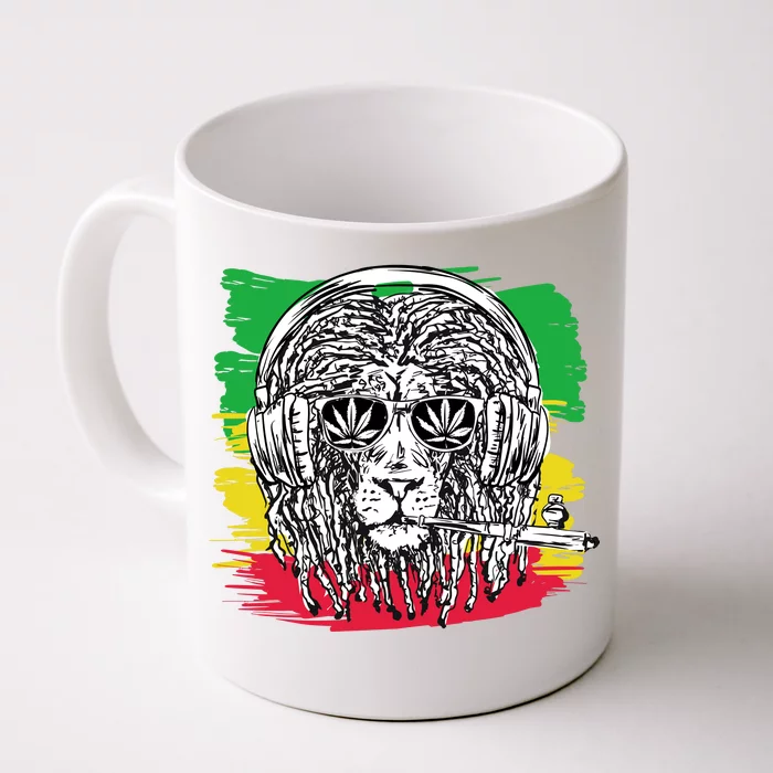 Rasta Lion With Glasses Smoking A Joint Front & Back Coffee Mug