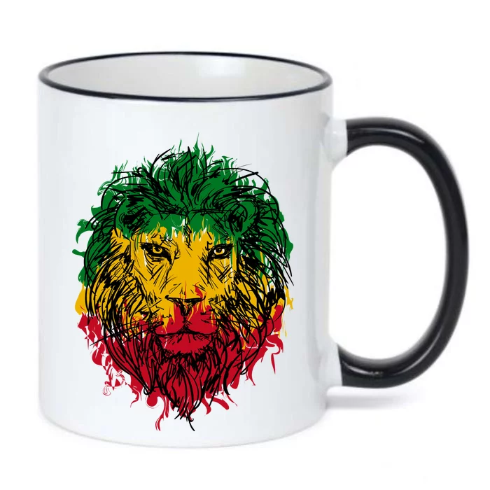 Rasta theme with lion head Black Color Changing Mug