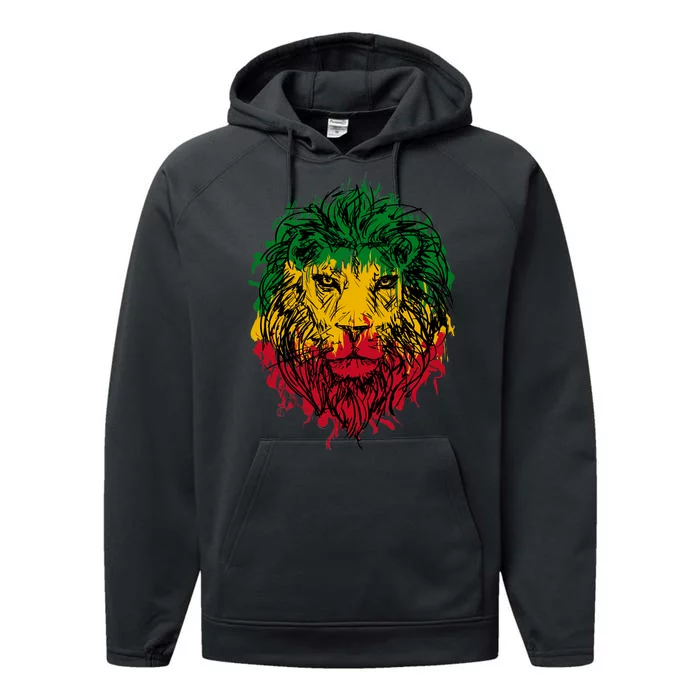 Rasta theme with lion head Performance Fleece Hoodie