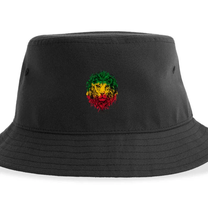 Rasta theme with lion head Sustainable Bucket Hat