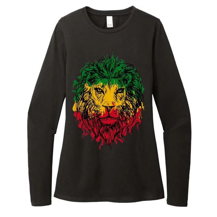 Rasta theme with lion head Womens CVC Long Sleeve Shirt