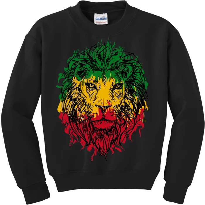 Rasta theme with lion head Kids Sweatshirt