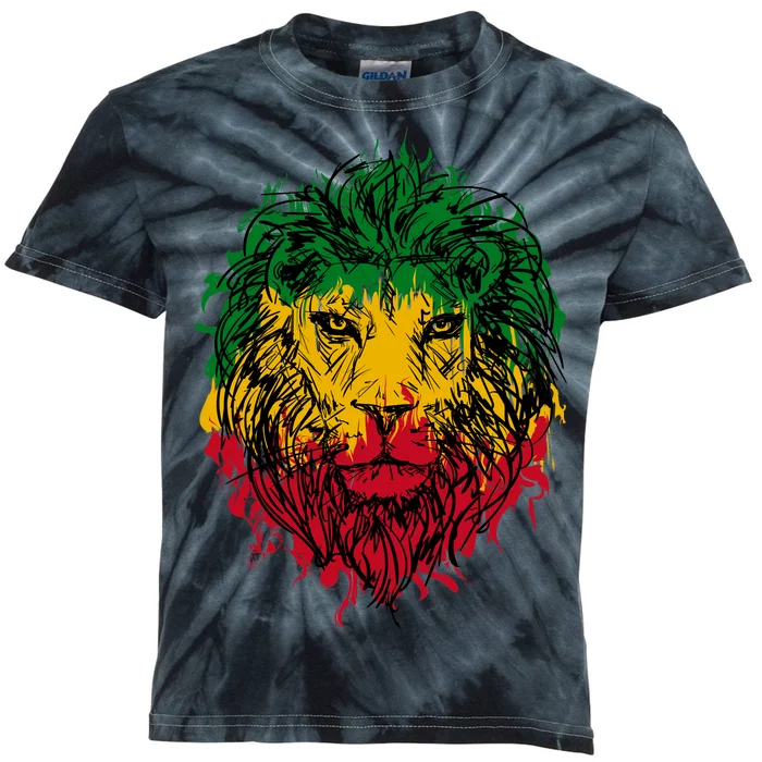 Rasta theme with lion head Kids Tie-Dye T-Shirt