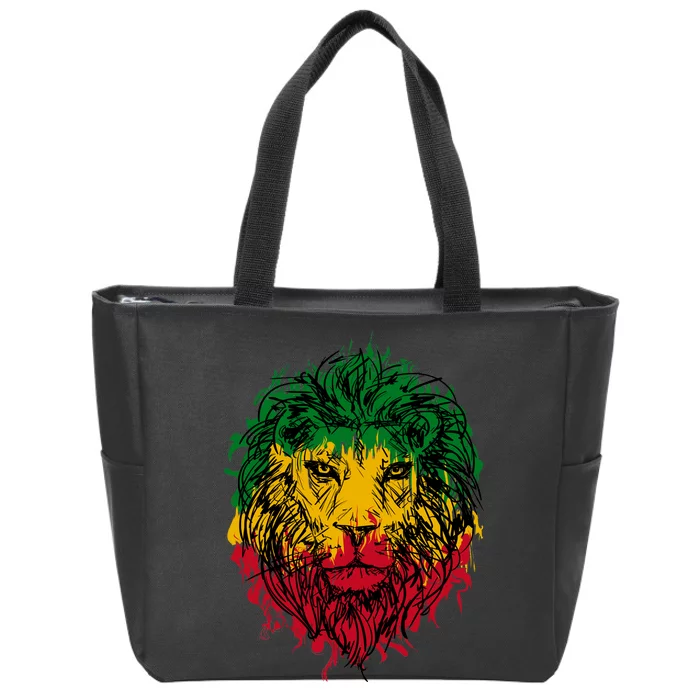 Rasta theme with lion head Zip Tote Bag