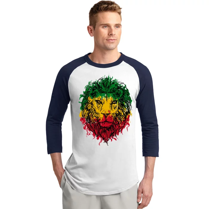 Rasta theme with lion head Baseball Sleeve Shirt