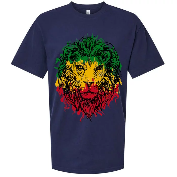 Rasta theme with lion head Sueded Cloud Jersey T-Shirt