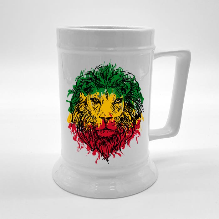 Rasta theme with lion head Front & Back Beer Stein