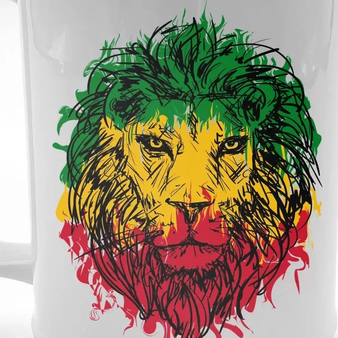 Rasta theme with lion head Front & Back Beer Stein