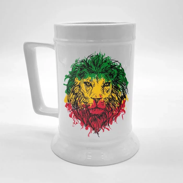 Rasta theme with lion head Front & Back Beer Stein