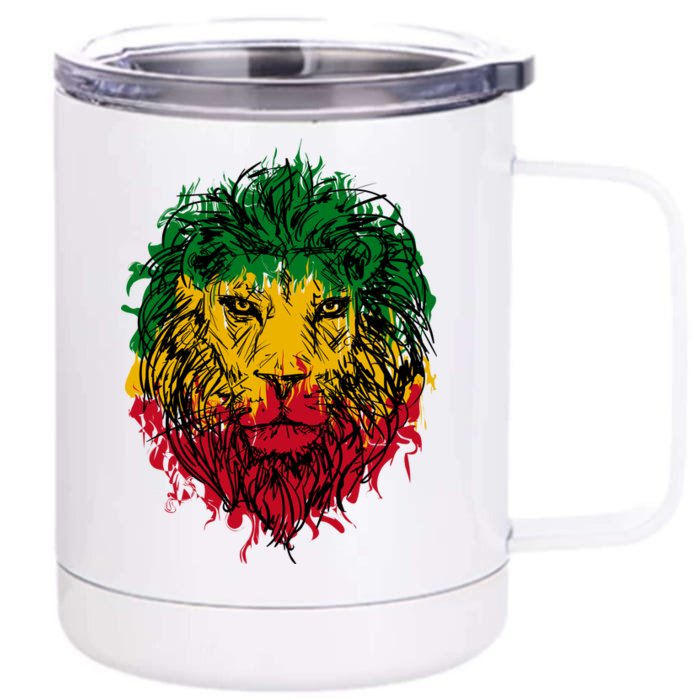 Rasta theme with lion head Front & Back 12oz Stainless Steel Tumbler Cup