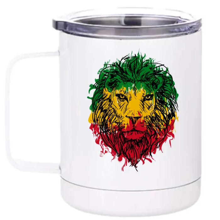 Rasta theme with lion head Front & Back 12oz Stainless Steel Tumbler Cup