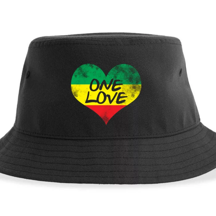 Rastafari One Love Vintage Jamaican Heart Sustainable Bucket Hat