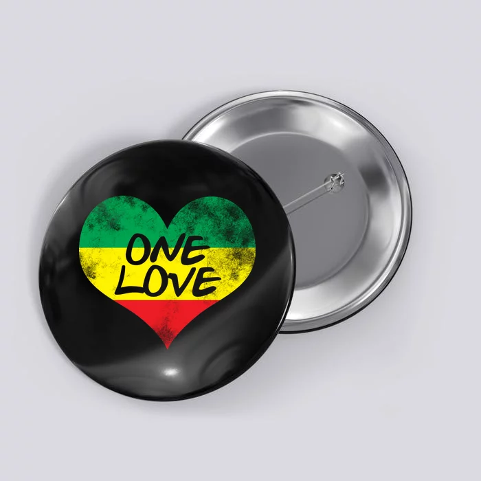 Rastafari One Love Vintage Jamaican Heart Button