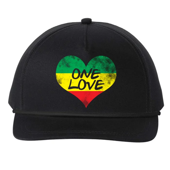 Rastafari One Love Vintage Jamaican Heart Snapback Five-Panel Rope Hat