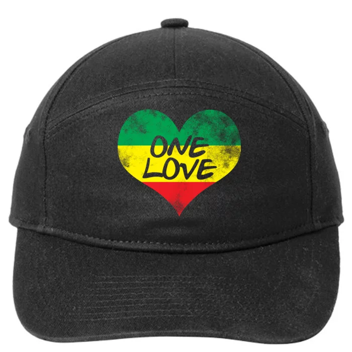 Rastafari One Love Vintage Jamaican Heart 7-Panel Snapback Hat